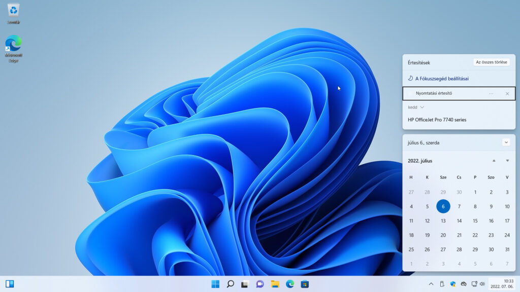 2. ábra: ...míg a Windows 11-ben erre az Értesítések panel szolgál.