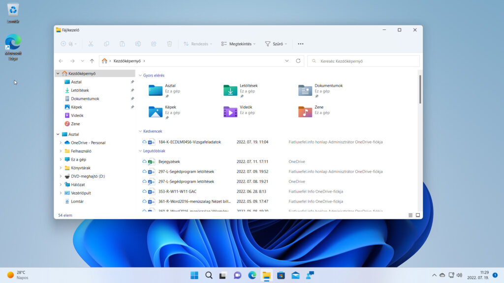 9. ábra: A Windows 11 22H2 22621.232 build Fájlkezelő ablaka - ugye, van eltérés, nem is kevés!