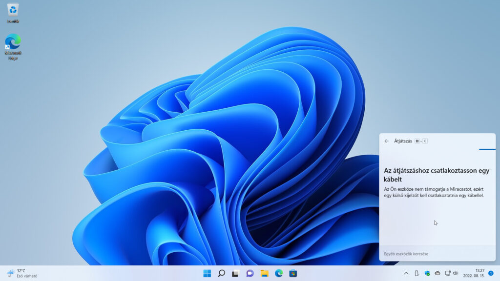 12. ábra: Az Átjátszás panel az aktuális Windows 11 verzióban.