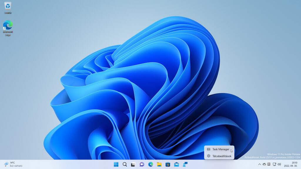 2. ábra: Végre visszakaptuk a tálcamenü Feladatkezelő (Task Manager) parancsát!